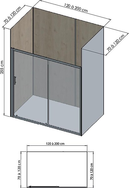 ONDEE - Pack de montage 4 panneaux muraux en niche - Bois 200 cm - profilés chromés - large