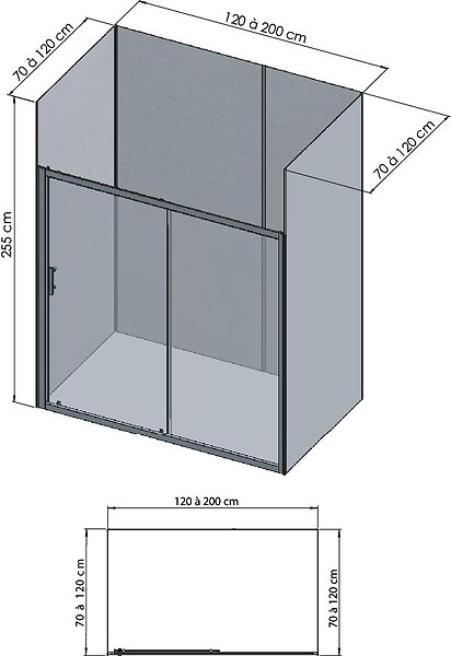 ONDEE - Pack montage 4 panneaux muraux en niche - Terrazzo 200 cm - profilés chromés - large