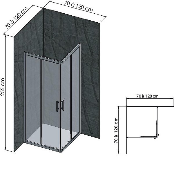 ONDEE - Pack complet de montage panneaux muraux Ardoise 120 cm - Profilé noir inclus - large