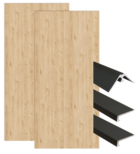 ONDEE - Pack complet de montage panneaux muraux Bois 120 cm - Profilé noir inclus - large