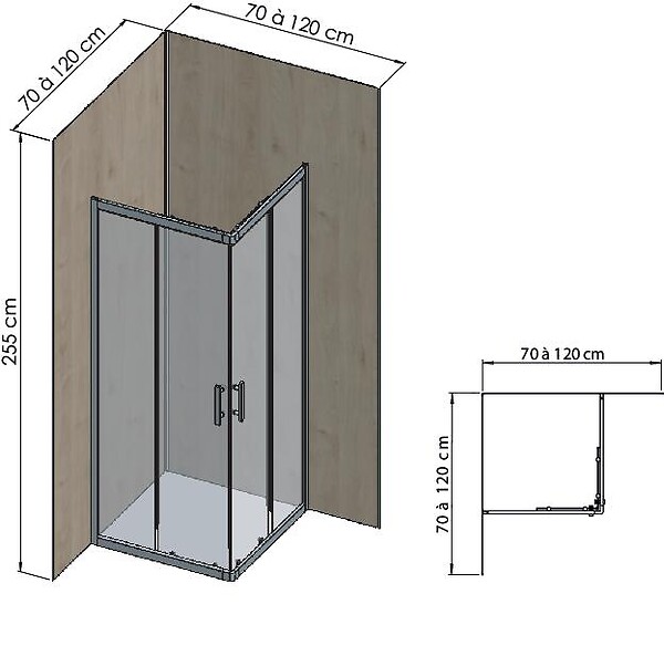 ONDEE - Pack complet de montage panneaux muraux Bois 120 cm - Profilé noir inclus - large