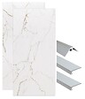 ONDEE - Pack de montage panneaux muraux Marbre Blanc effet mat 120 cm - Profilé chromé - vignette