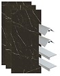 ONDEE - Pack montage 3 panneaux muraux en niche - marbre noir 120 cm - profilés chromés - vignette