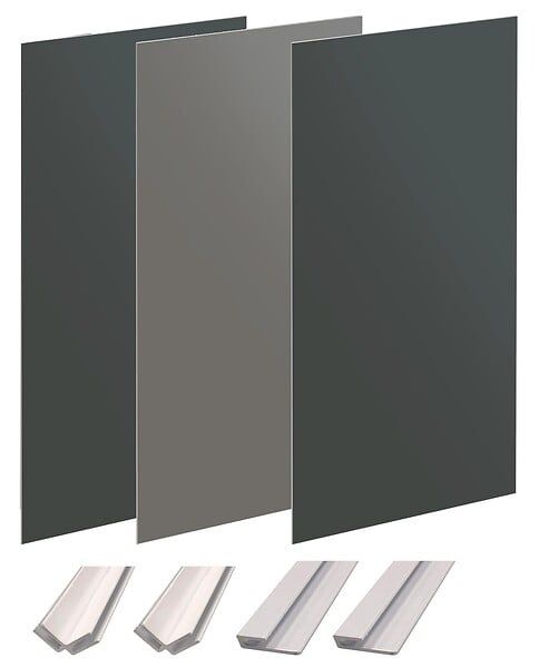 ONDEE - Pack montage 3 Panneaux muraux  en niche -  Gris & Anthracite 120 cm - profilés blanc - large