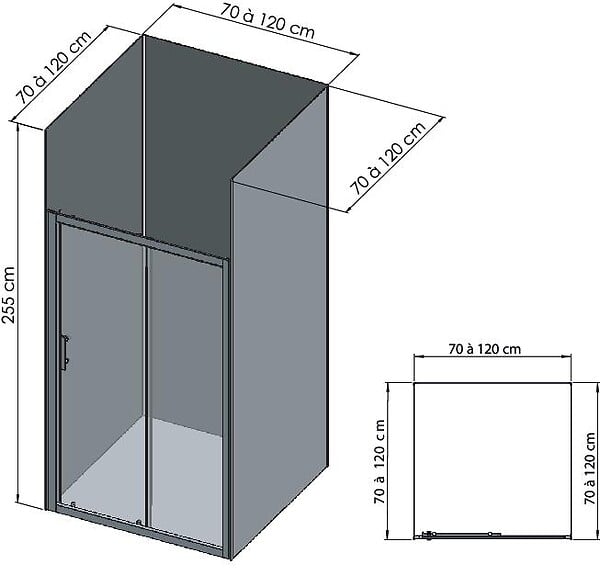 ONDEE - Pack montage 3 Panneaux muraux  en niche -  Gris & Anthracite 120 cm - profilés blanc - large