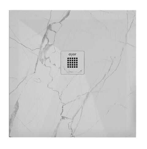 ONDEE - Receveur de douche  NOLA 3 - 90x90x3 - Résine - Marbre blanc - Bonde - Découpable - large
