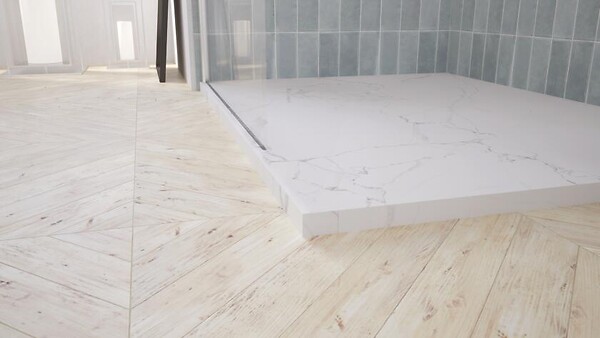 ONDEE - Receveur de douche  NOLA 3 - 80x120x3 - Résine - Marbre blanc - Bonde - Découpable - large