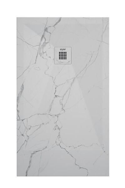 ONDEE - Receveur de douche  NOLA 3 - 90x170x3 - Résine - Marbre blanc - Bonde - Découpable - large