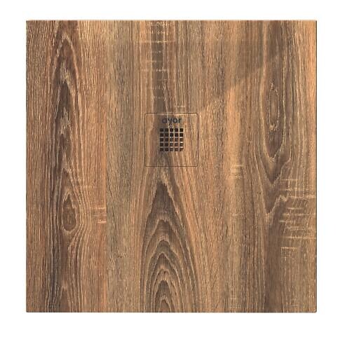 ONDEE - Receveur de douche  NOLA 3 - 90x90x3cm - Résine - Noyer - Bonde - Découpable - large