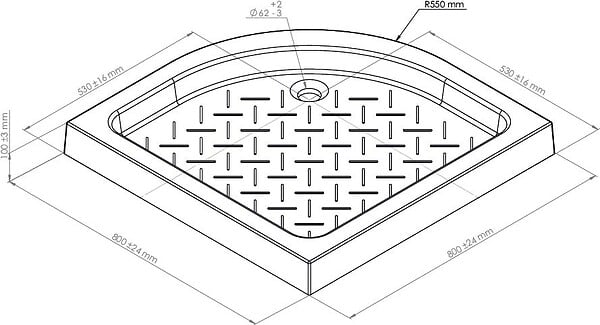 ONDEE - Receveur de douche  de douche CERA 2 - 80 x 80 cm - Quart de cercle - large
