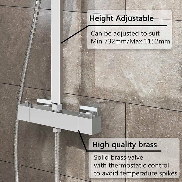 AICA SANITAIRE - AICA Colonne de douche thermostatique, avec mitigeur thermostatique - large