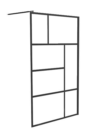 ONDEE - Paroi de douche FABRILIA - Verre trempé 8mm - Finition Noir mat - 120x200cm - large