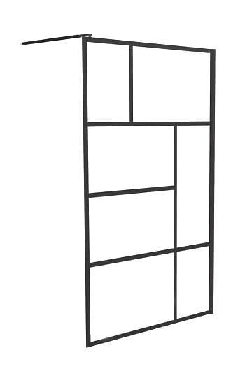 ONDEE - Paroi de douche FABRILIA - Verre trempé 8mm - Finition Noir mat - 90x200cm - large