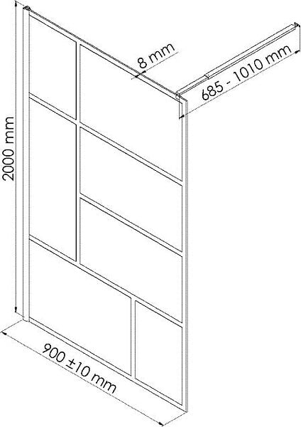ONDEE - Paroi de douche FABRILIA - Verre trempé 8mm - Finition Noir mat - 90x200cm - large