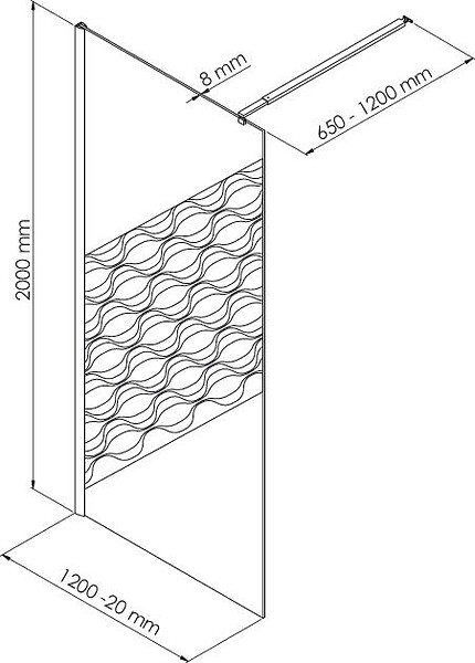 ONDEE - Paroi de douche ONDA - Verre trempé 8mm - Sérigraphie Givrée à motif - 120x200cm - large