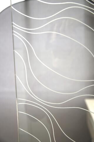 ONDEE - Paroi de douche ONDA - Verre trempé 8mm - Sérigraphie Givrée à motif - 120x200cm - large