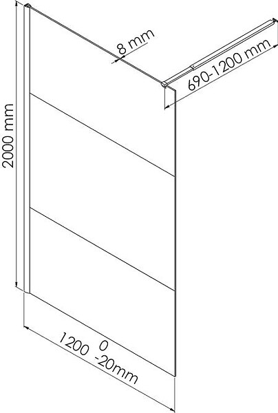 ONDEE - Paroi de douche TUHINA - Verre trempé 8mm - Sérigraphie Dépolie - 120x200cm - large
