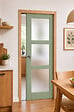 GD MENUISERIES - Porte Coulissante Vert Sauge RAL 6021 Vitrée H204 x L83 cm, Galandage, kit finition (coquille et tire doigt) - vignette