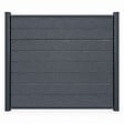 MCCOVER - Kit complet de départ/fin clôture en composite coextrudé 1,50 L x 1,80 H (lames réversible) Gris anthracite/ Gris clair, H : 180 cm, L : 150 cm - vignette