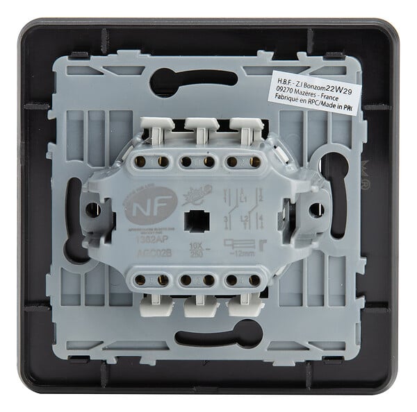 ZENITECH - Interrupteur complet va et vient double 10A - métal Noir brossé - Kouro - Zenitech - large