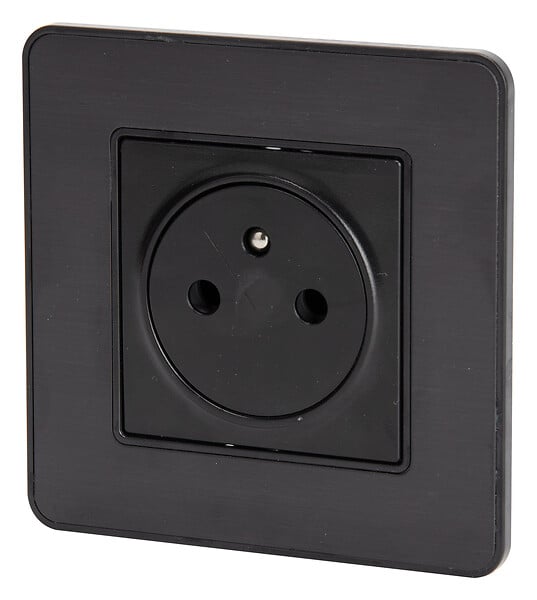 ZENITECH - Prise 2P+T 16A - Easy Eject complet - métal Noir brossé Kouro - Zenitech - large