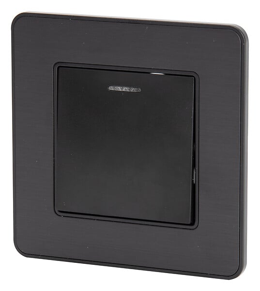 ZENITECH - Interrupteur simple complet va et vient à voyant 10A - métal Noir brossé - Kouro - Zenitech - large