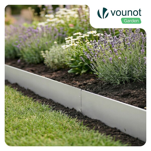 VOUNOT - Lot de 5 Bordure de jardin en métal galvanisé flexible 100x18cm - large