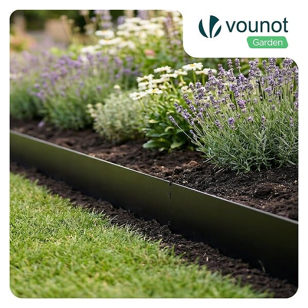 VOUNOT - Lot de 5 Bordure de jardin en métal flexible 100x18cm noir - large