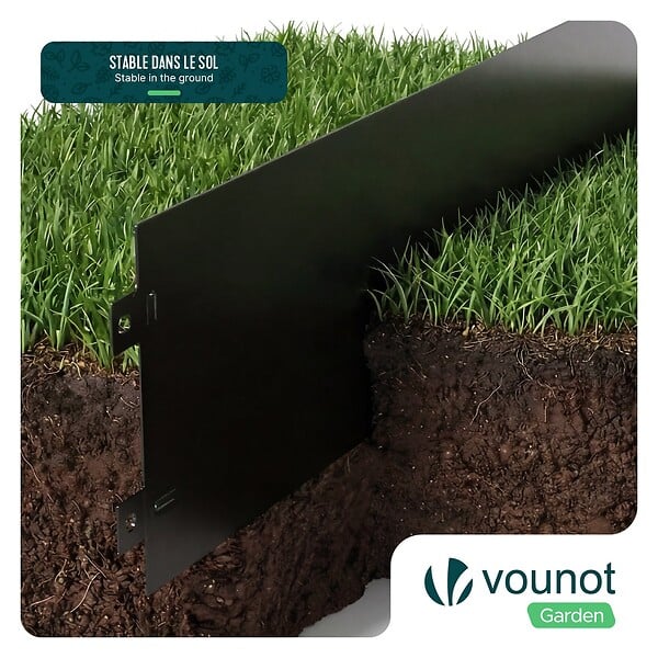 VOUNOT - Lot de 5 Bordure de jardin en métal flexible 100x18cm noir - large