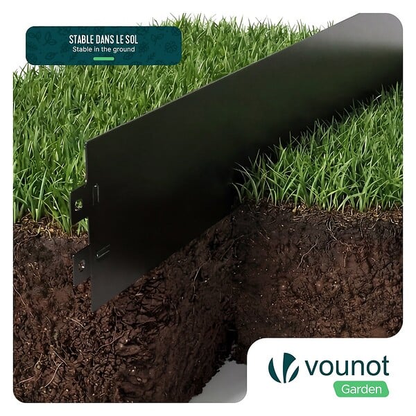 VOUNOT - Lot de 35 Bordure de jardin en métal flexible 100x13cm noir - large