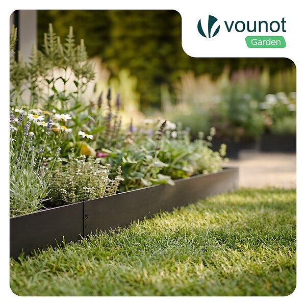 VOUNOT - Lot de 20 Bordure de jardin en métal flexible 100x13cm noir - large