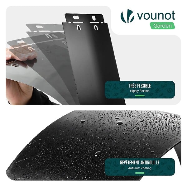 VOUNOT - Lot de 20 Bordure de jardin en métal flexible 100x13cm noir - large