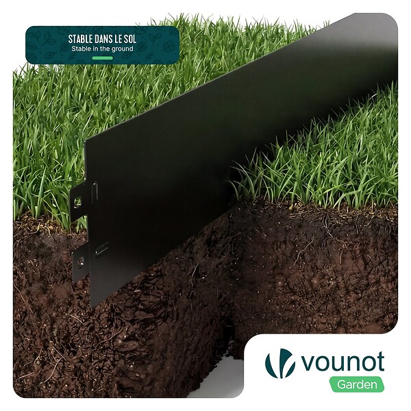 VOUNOT - Lot de 20 Bordure de jardin en métal flexible 100x13cm noir - large