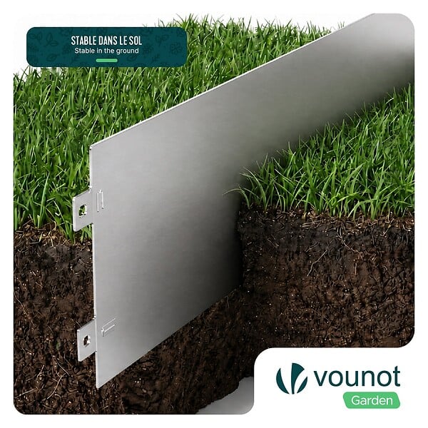 VOUNOT - Lot de 25 Bordure de jardin en métal galvanisé flexible 100x18cm - large