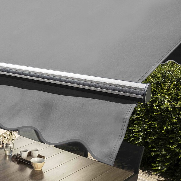 OVIALA - Store double pente avec coffre 3 x 4 m en aluminium gris anthracite  - Delgada - large