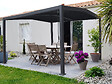 HABITAT ET JARDIN - Pergola bioclimatique toit 2 pans "Victoria" en aluminium et métal- 4 x 3 m - Gris - vignette