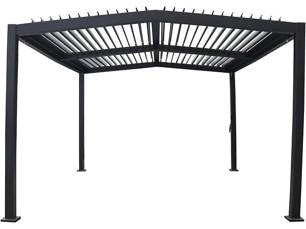 HABITAT ET JARDIN - Pergola bioclimatique toit 2 pans "Victoria" en aluminium et métal- 4 x 3 m - Gris - large