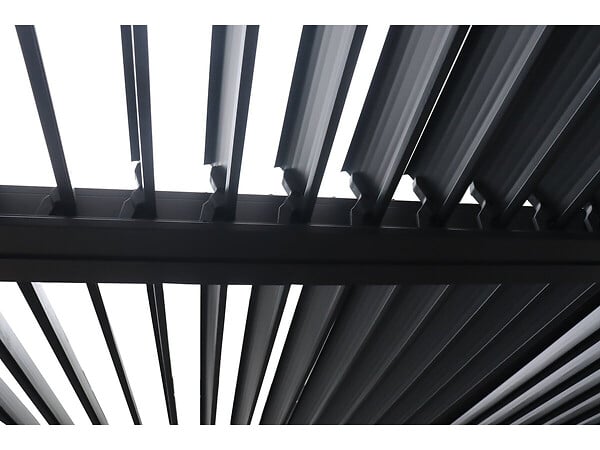 HABITAT ET JARDIN - Pergola bioclimatique toit 2 pans "Victoria" en aluminium et métal- 4 x 3 m - Gris - large