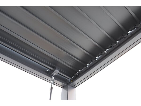 HABITAT ET JARDIN - Pergola bioclimatique toit 2 pans "Victoria" en aluminium et métal- 4 x 3 m - Gris - large