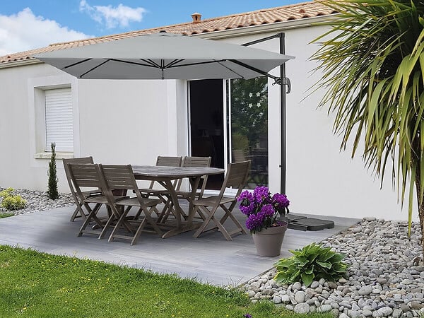 HABITAT ET JARDIN - Parasol jardin déporté en aluminium "Sky 4" - 3 x 4 m - Gris - large