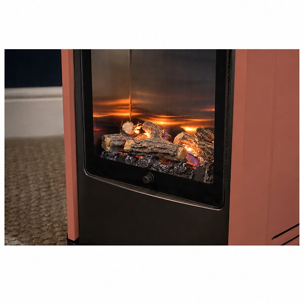 SAHARA - Poêle à gaz mobile 3,4KW Effet feu de bois - Chauffage gaz Rouge & Noir + Tuyau gaz + Détendeur butane Manhattan Sahara - large