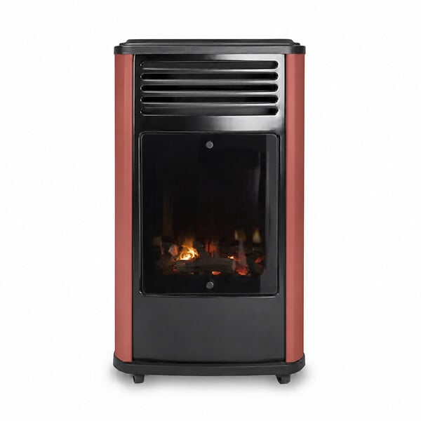 SAHARA - Poêle à gaz mobile 3,4KW Effet feu de bois - Chauffage gaz Rouge & Noir + Tuyau gaz + Détendeur butane Manhattan Sahara - large