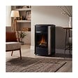 SAHARA - Poele à gaz 3.4KW Noir Effet feu de bois 3 niveaux de chauffe 40-80m2 Manhattan - vignette