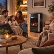 SAHARA - Poele à gaz 3.4KW Noir Effet feu de bois 3 niveaux de chauffe 40-80m2 Manhattan - vignette