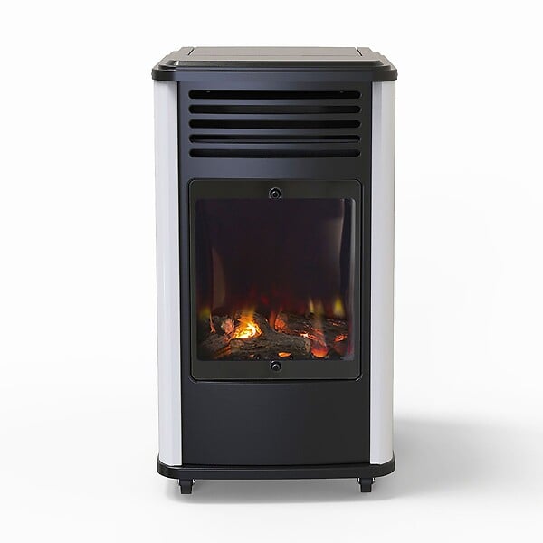 SAHARA - Poele à gaz 3.4KW Blanc et noir Chauffage d'appoint effet Feu Manhattan Sahara - large