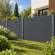 MCCOVER - Kit complet extension clôture en composite coextrudé 1,50 L x 1,80 H (lames réversibles) Gris anthracite/ Gris clair, H : 180 cm, L : 150 cm - vignette