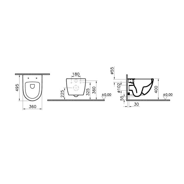 VITRA - Pack WC suspendu VitrA Sento Blanc Compact + Bâti auto-portant V-Fix Core + Plaque Round Noir mat - large