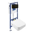 VILLEROY ET BOCH - Pack WC suspendu sans bride Architectura Twistflush [e³] rectangle + bâti-support sol et mur + plaque noir - vignette