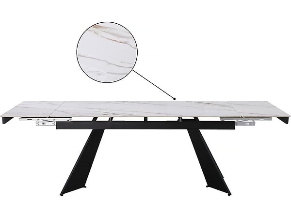 HABITAT ET JARDIN - Table de repas extensible en céramique 6 à 10 personnes "Equinoxe" - Blanc marbré gold - large