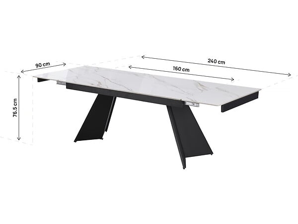 HABITAT ET JARDIN - Table de repas extensible en céramique 6 à 10 personnes "Equinoxe" - Blanc marbré gold - large
